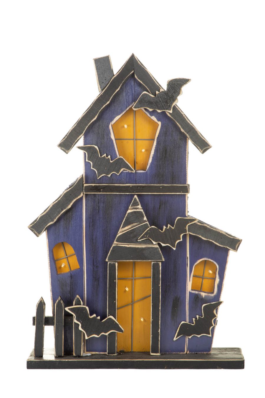 Purple and Black Geometric Wooden Spooky Halloween House