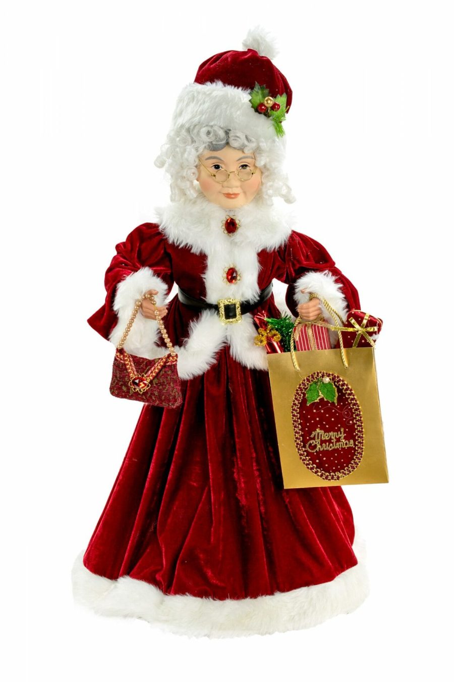 Burgundy Standing Traditional Mrs. Claus