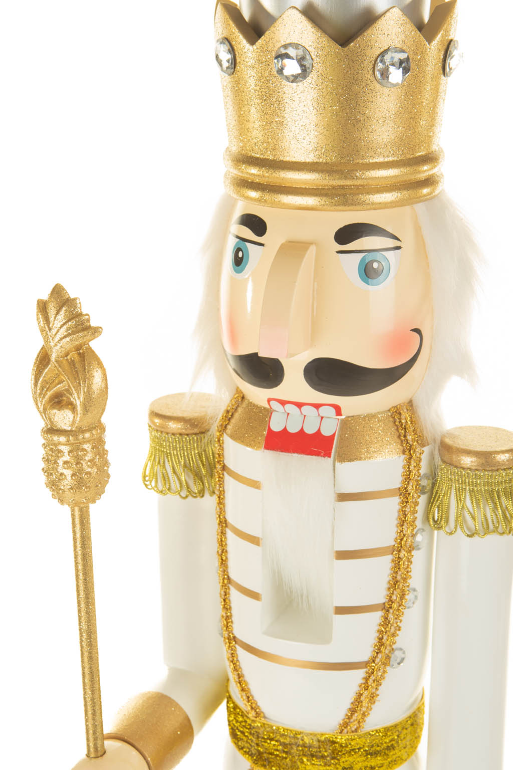 Regal Gold and White Metallic Wooden Royal Guard Nutcracker Ornament - Image 5