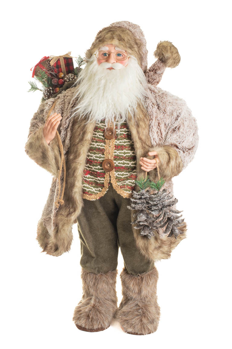 Brown and Light Gray Nordic Santa in a Fur Coat