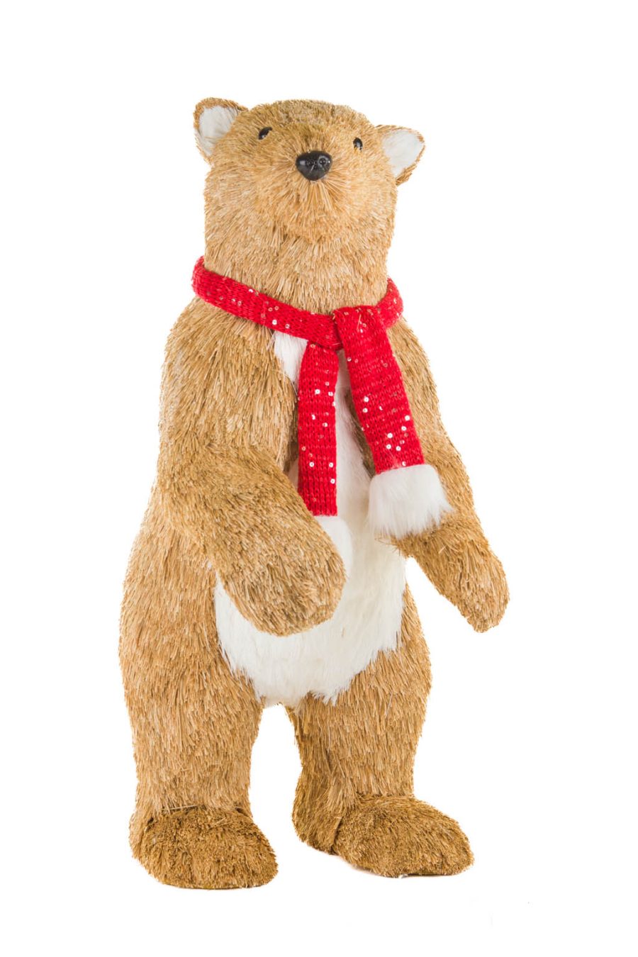 Brown and White Warm Bear Wearing Scarf