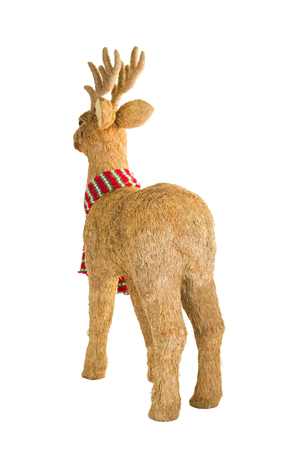 Large Brown Alert Reindeer Wearing Scarf - Image 4