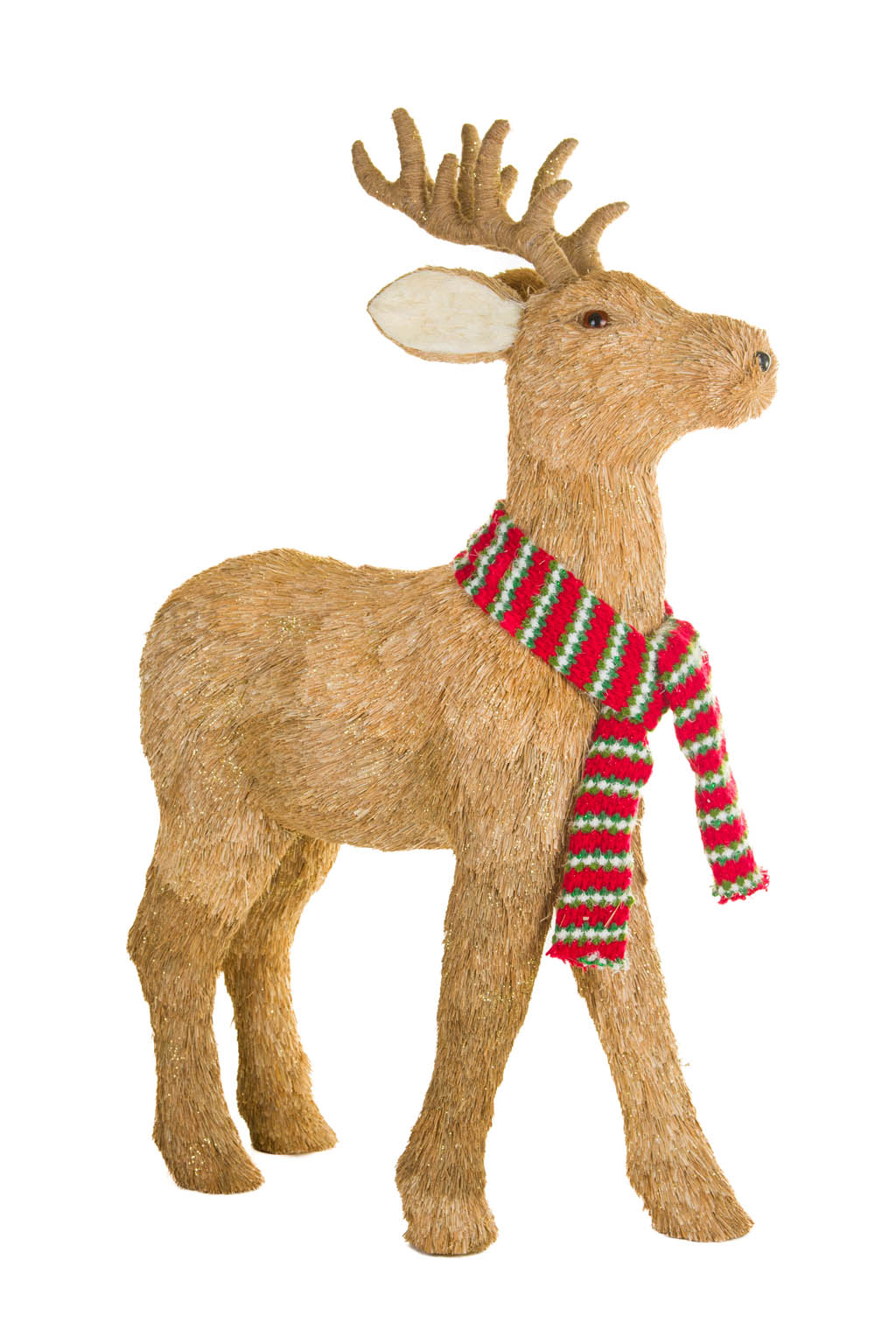 Large Brown Alert Reindeer Wearing Scarf - Image 5