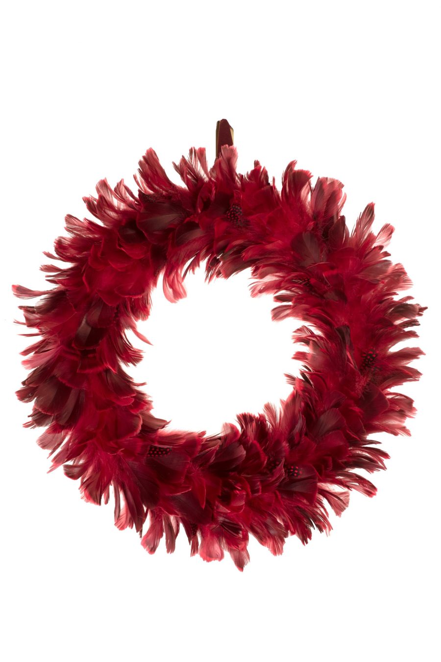 Burgundy Hanging Feather Wreath