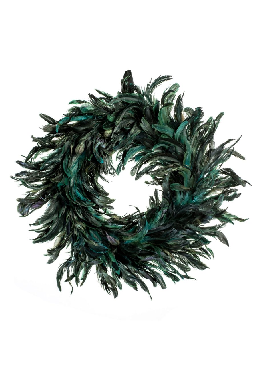Green Hanging Feather Wreath