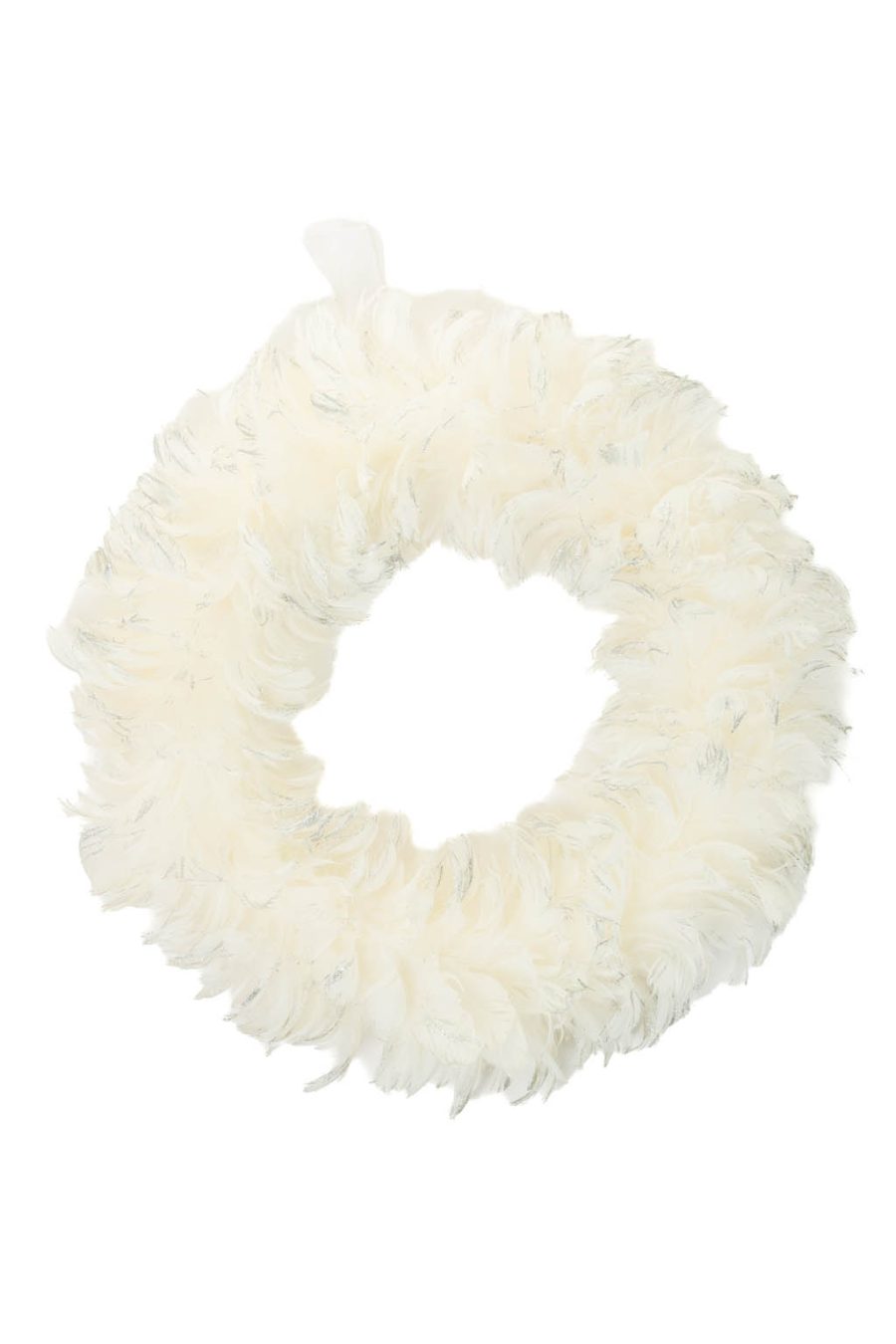 Hangable White Feathery Wreath