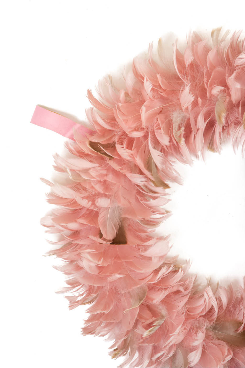Hangable Pink Feathery Wreath with Some Light Brown Feathers - Image 3
