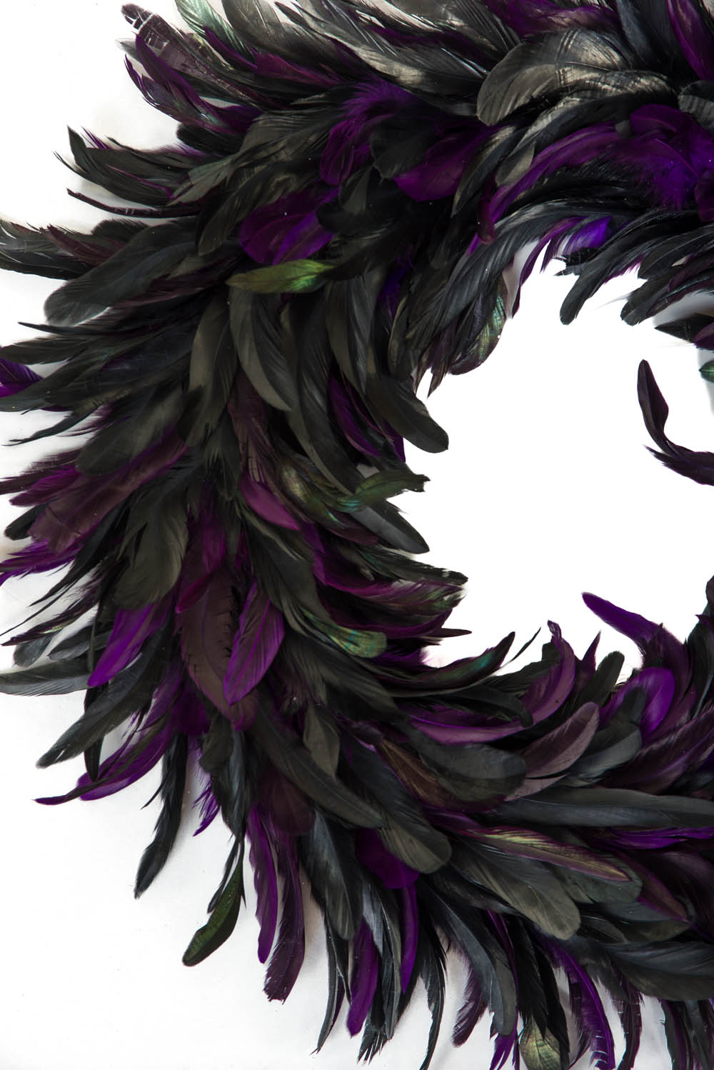 Hanging Black and Purple 2 Toned Wreath with Purple Fur - Image 3