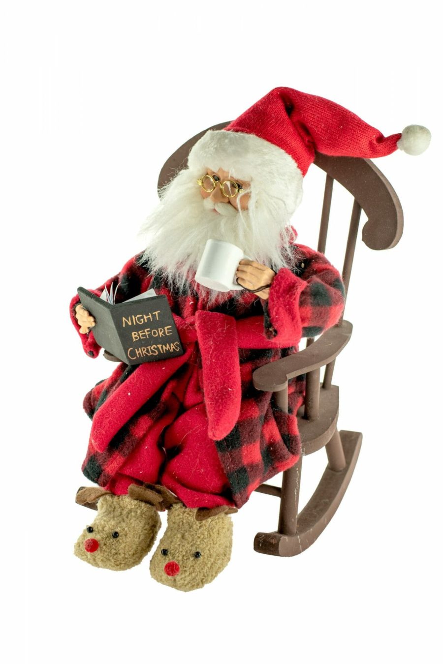 Buffalo Plaid Sitting Bedtime Santa Claus