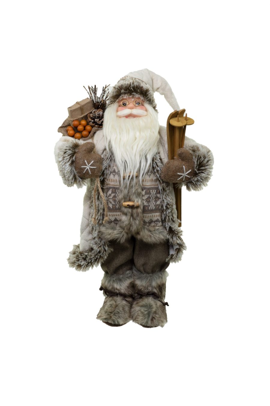 Ivory Standing Furry Santa Claus