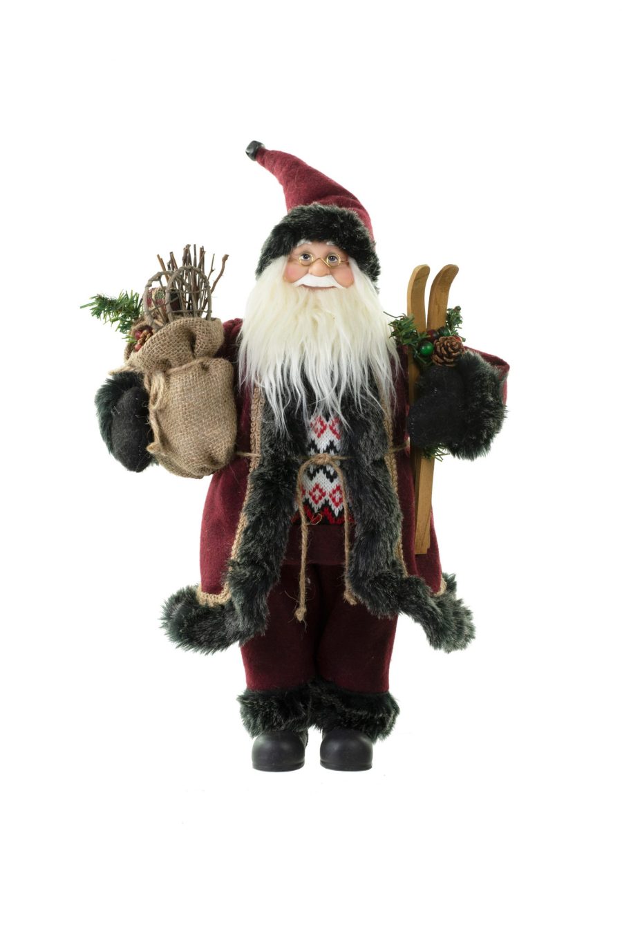 Burgundy Standing Jolly Santa Claus