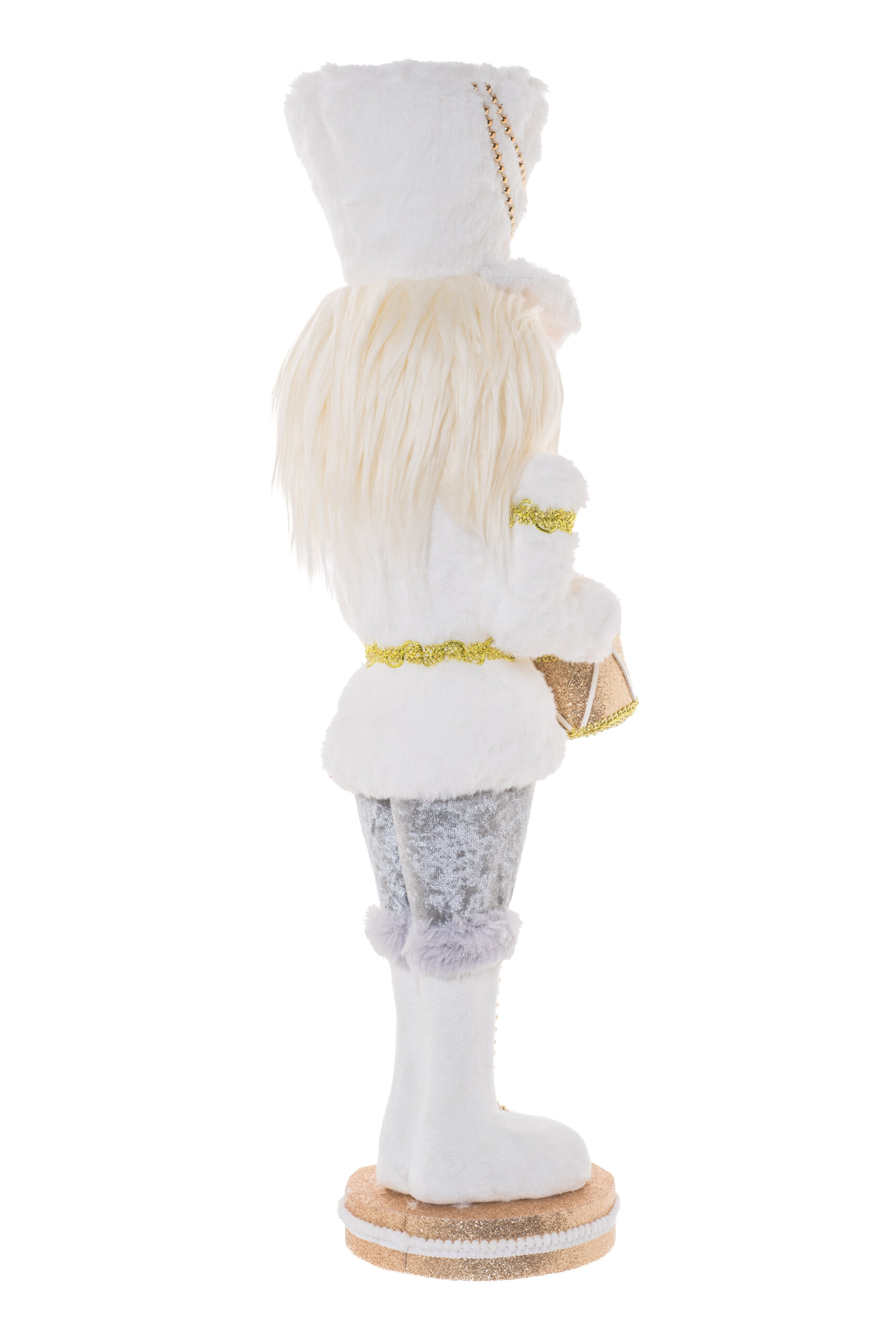 White/Gold Fabric Standing Drummer Nutcracker - Image 2