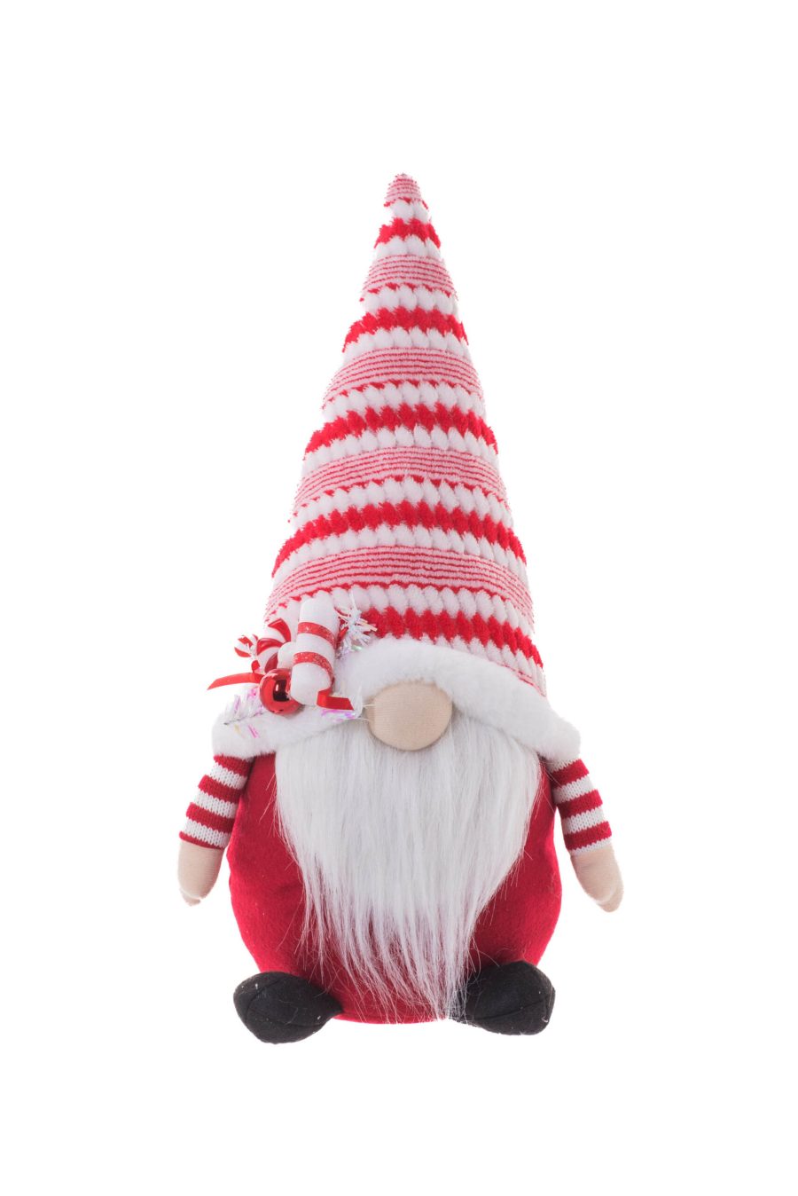 Red/White Fabric Festive Gnome with Candy on Hat