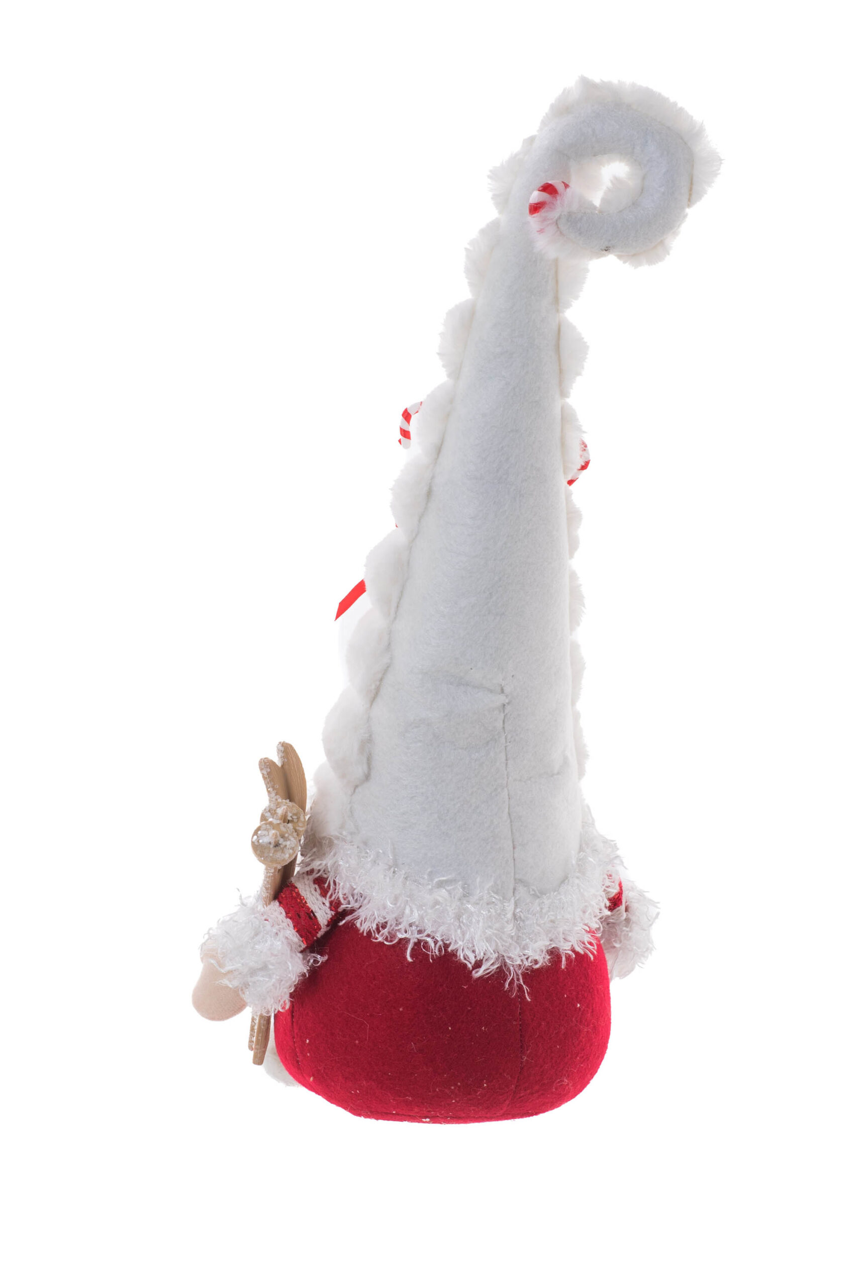Red/White Fabric Standing Tall Festive Gnome with Long Santa Hat - Image 2
