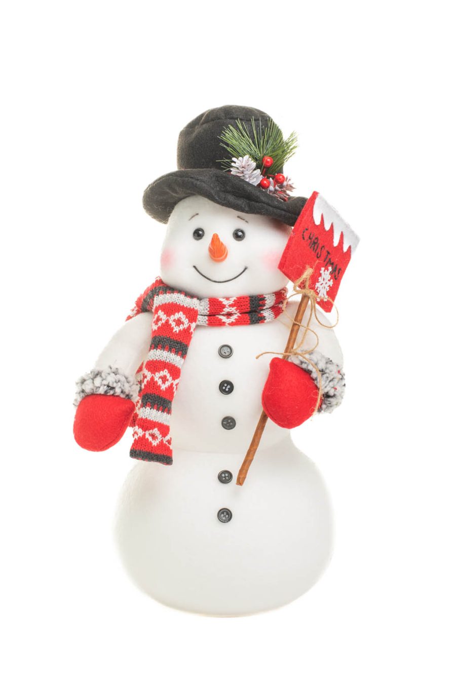 White and Red Majestic Snowman Wearing a Magical Top Hat