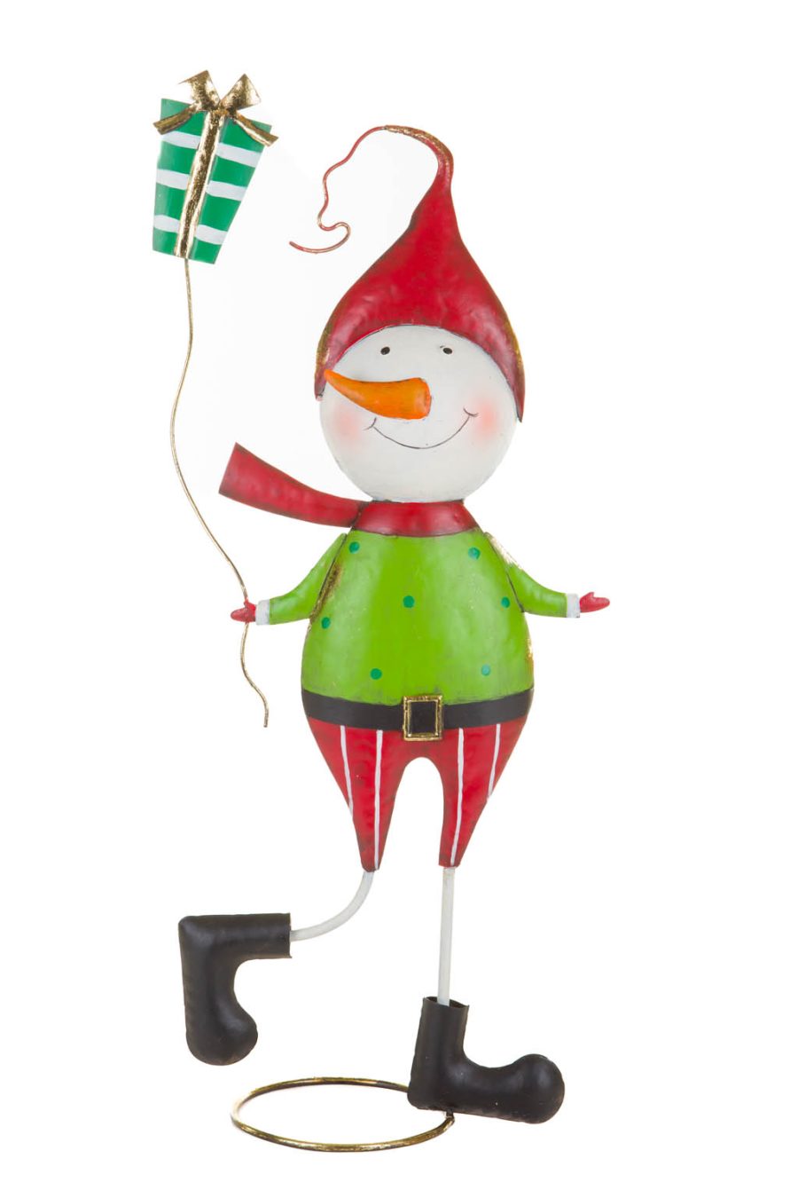 Red and Green Metallic Snowman Tree Topper