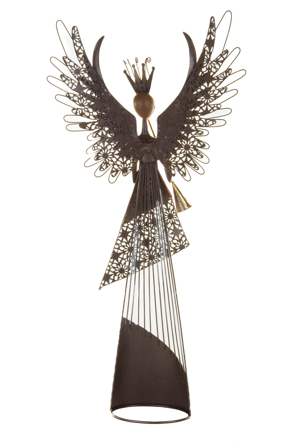 Gold and White Metallic Trumpet Angel Tree Topper - Image 3