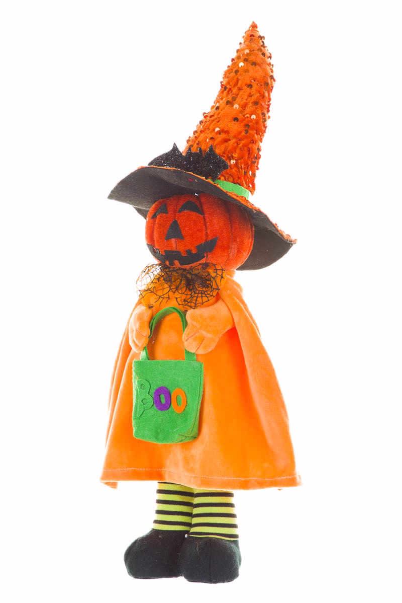 Bobbling Orange Pumpkin Boy Doll