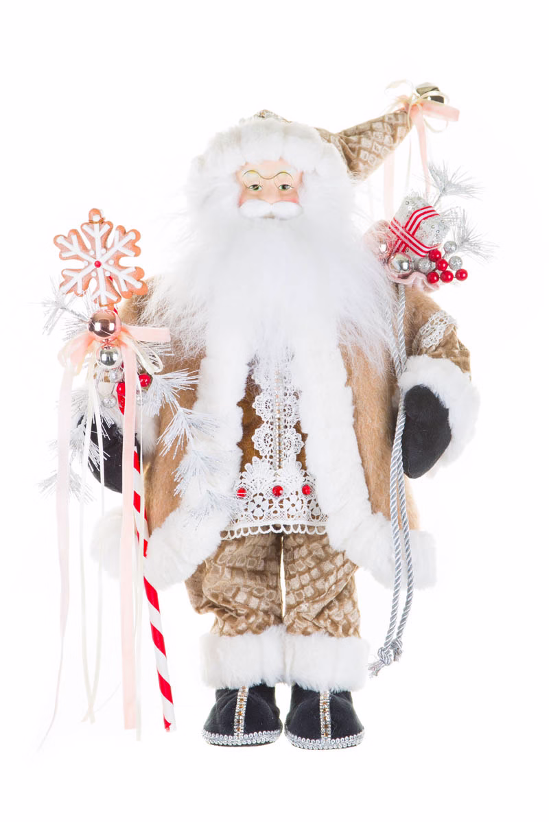 19″ Cream and White Fabric Gingerbread Santa