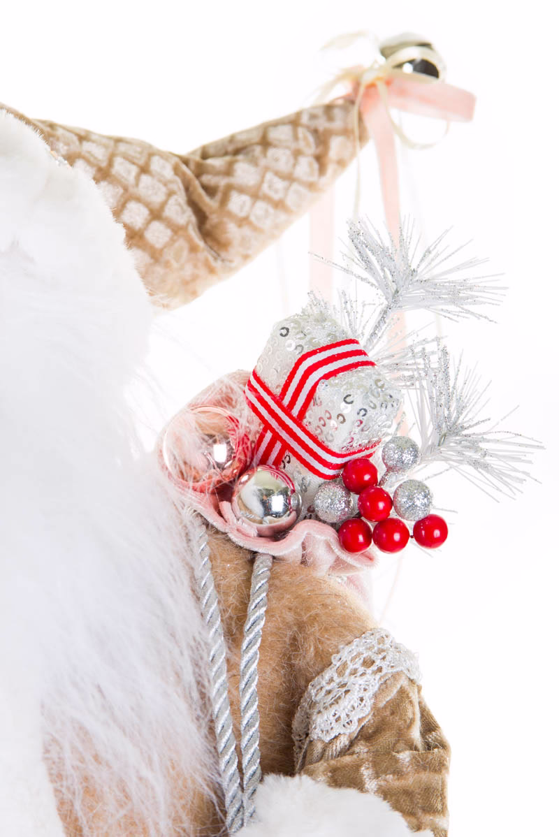 19″ Cream and White Fabric Gingerbread Santa - Image 5