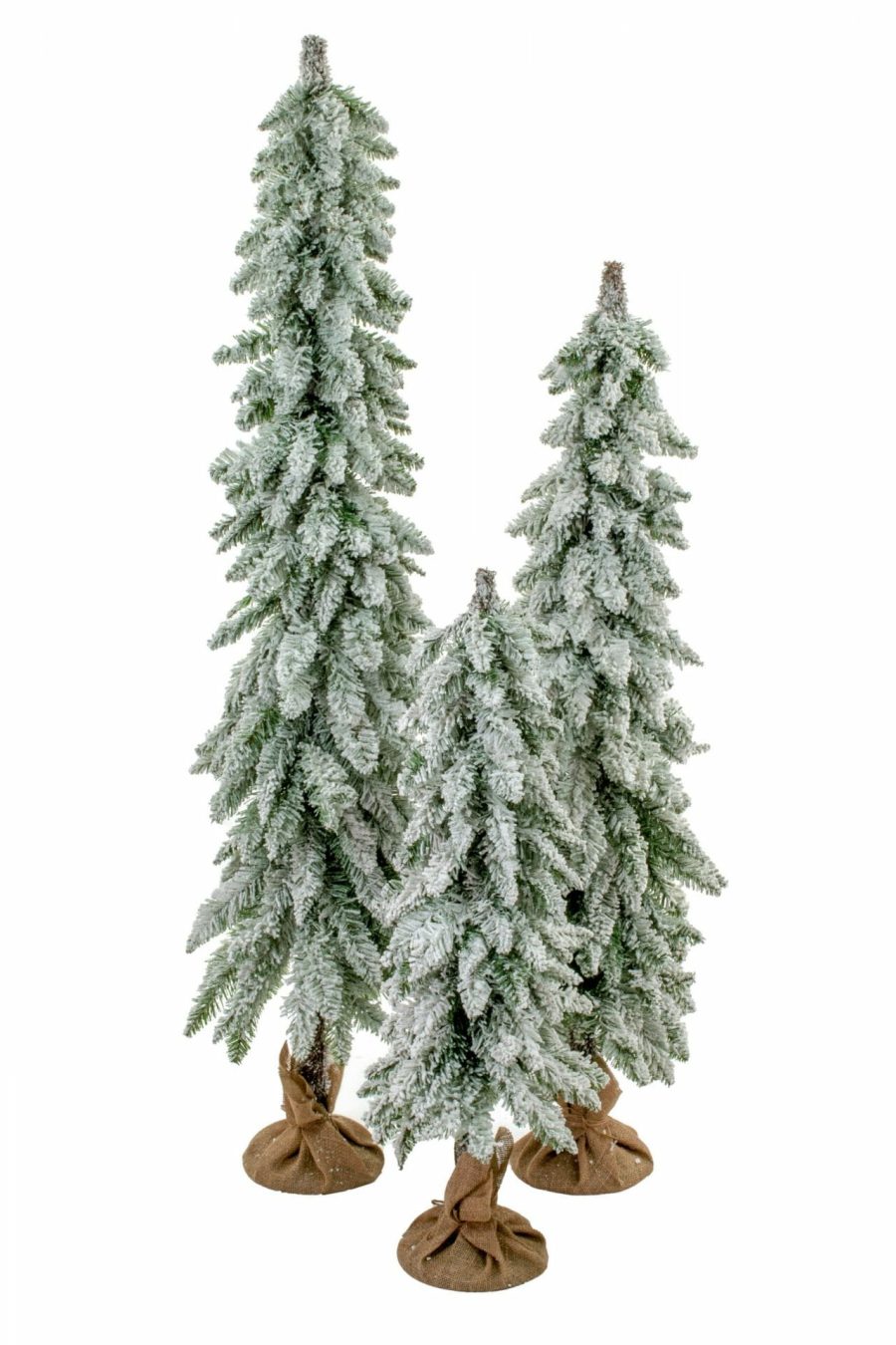 Dark Green Frosted Droopy Evergreen Pencil Tree Set