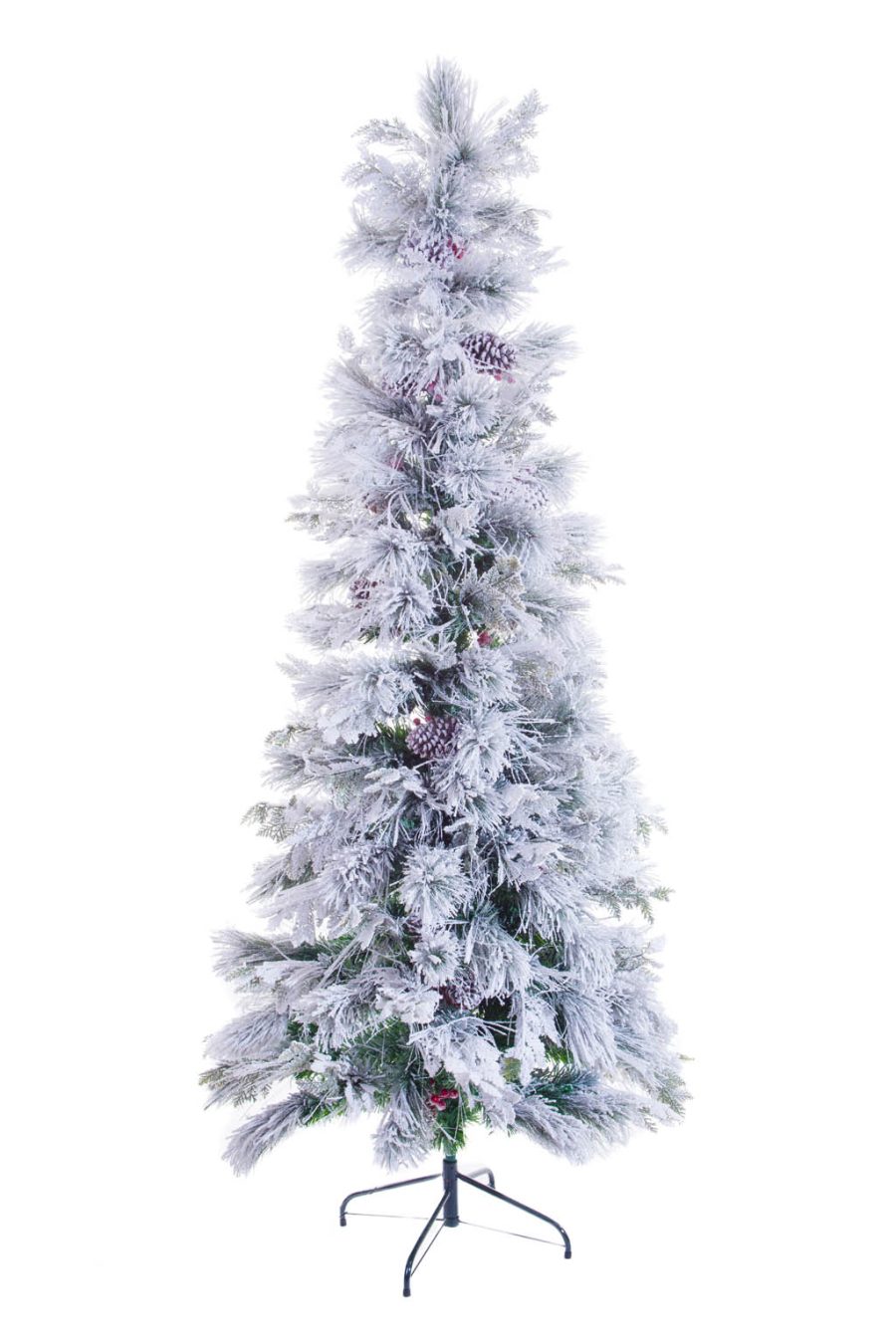 Green and White Flocked Warm White LED Christmas Tree