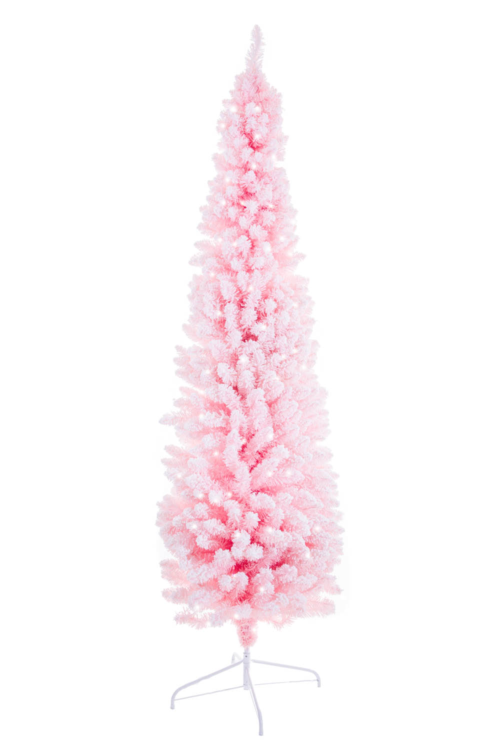 Pink and White Flocked Flocked Warm White LED Christmas Tree