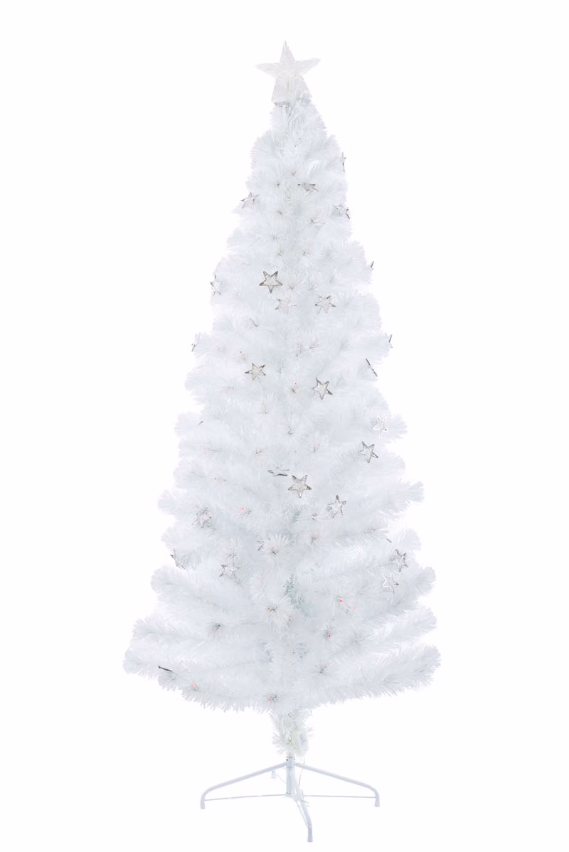 White Ribbon Fiber Optic Christmas Tree