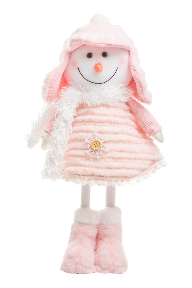 Pink and White Fabulous Snowman with Scarf