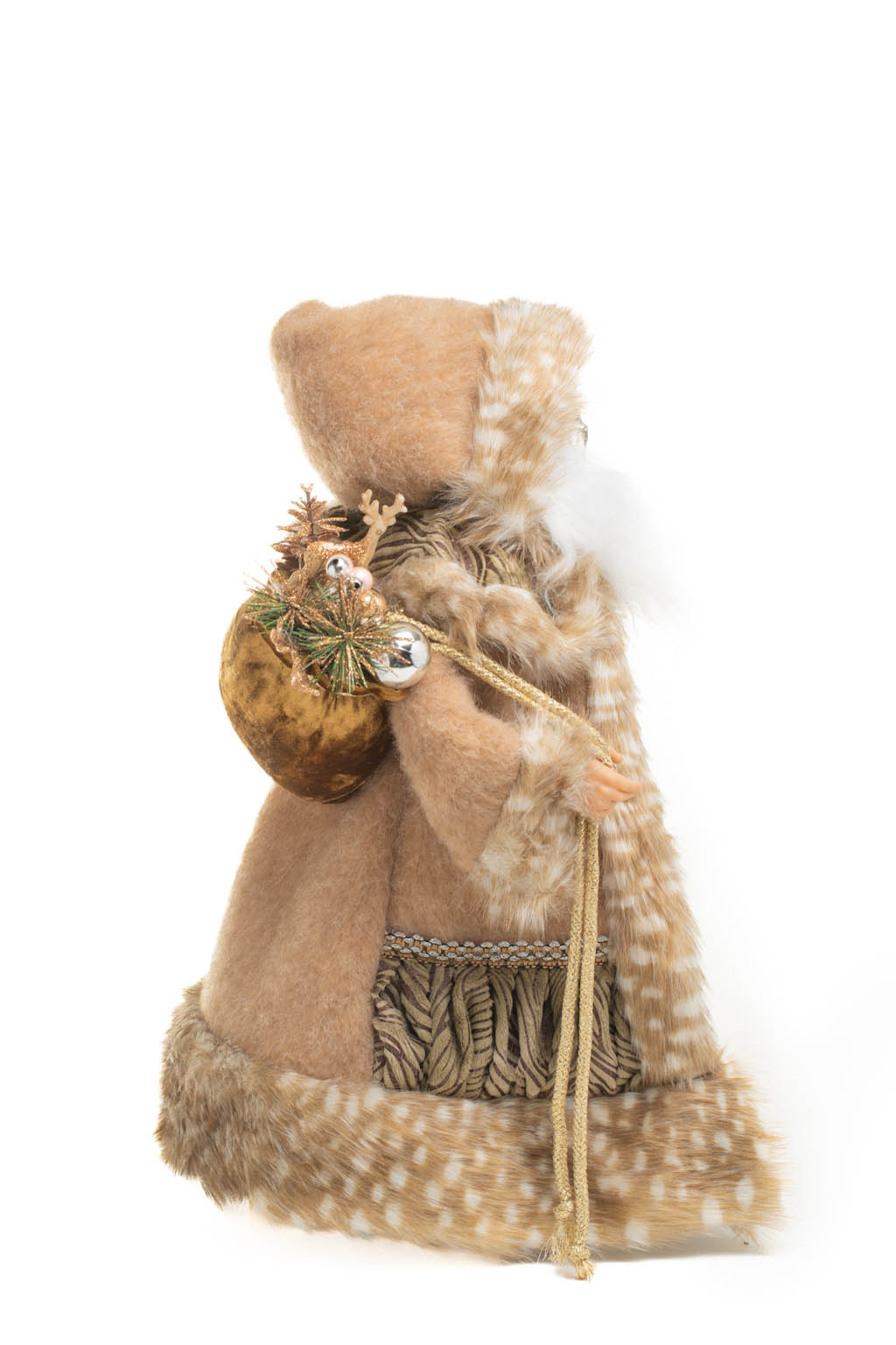 Beige and Gold Nordic Santa holding a Scepter and Gift Bag - Image 5