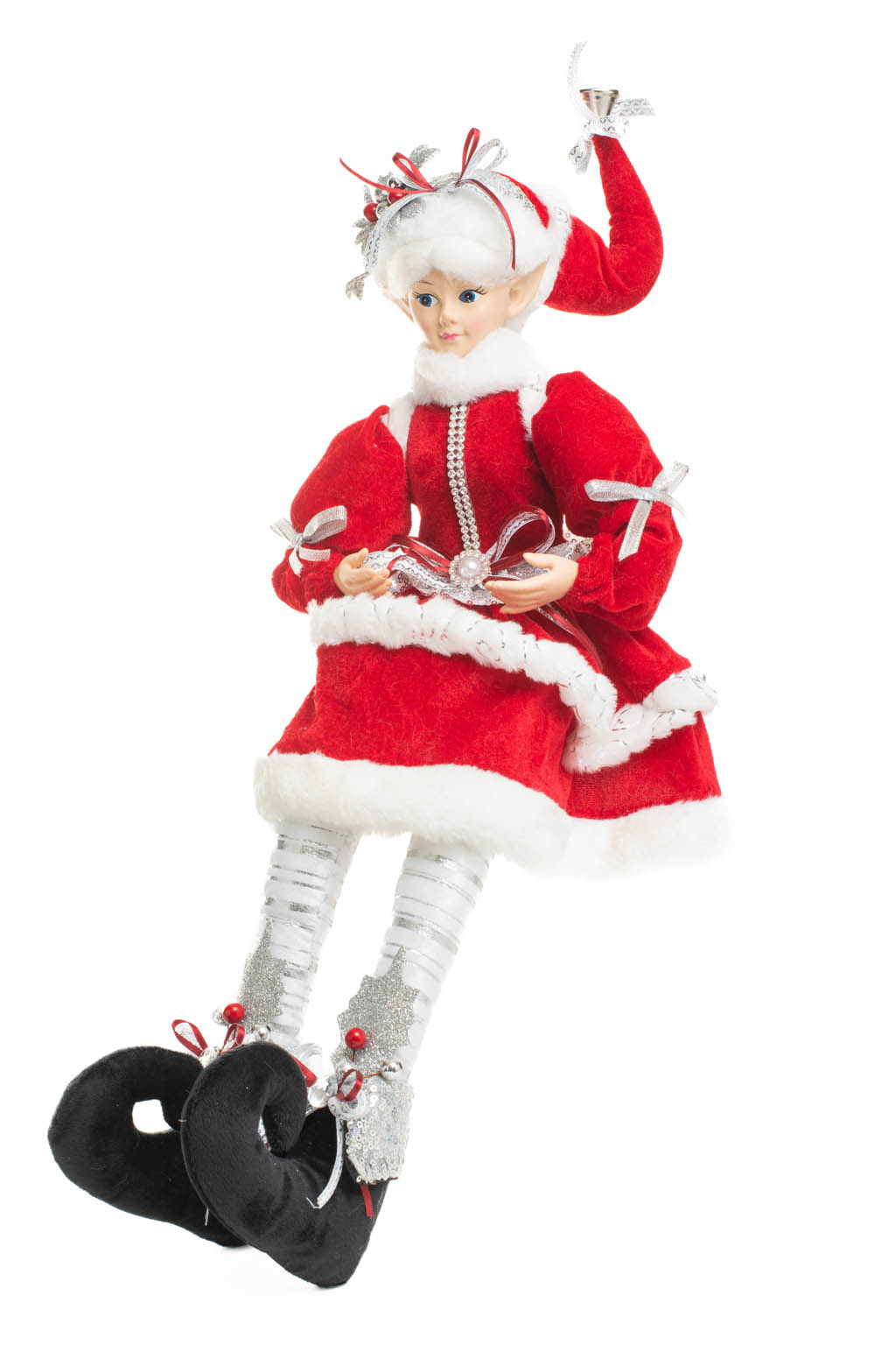 Sitting Red and White Elizabethan Elf with Spray on Beanie - Image 2